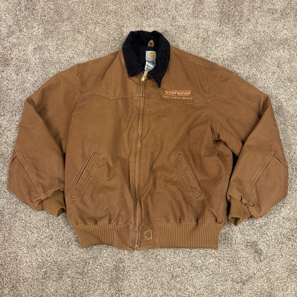 Carhartt Santa Fe Jacket XL Canvas Insulated Zip J14 BRN Embroidered